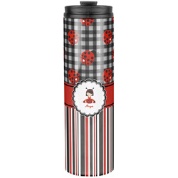 Ladybugs & Stripes Stainless Steel Skinny Tumbler - 20 oz (Personalized)
