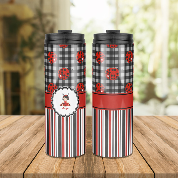 Ladybugs & Stripes Stainless Steel Tumbler - Lifestyle