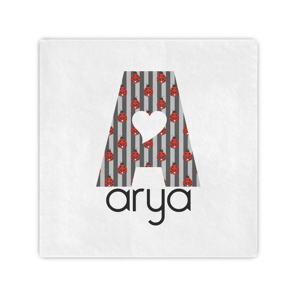 Custom Ladybugs & Stripes Cocktail Napkins (Personalized)