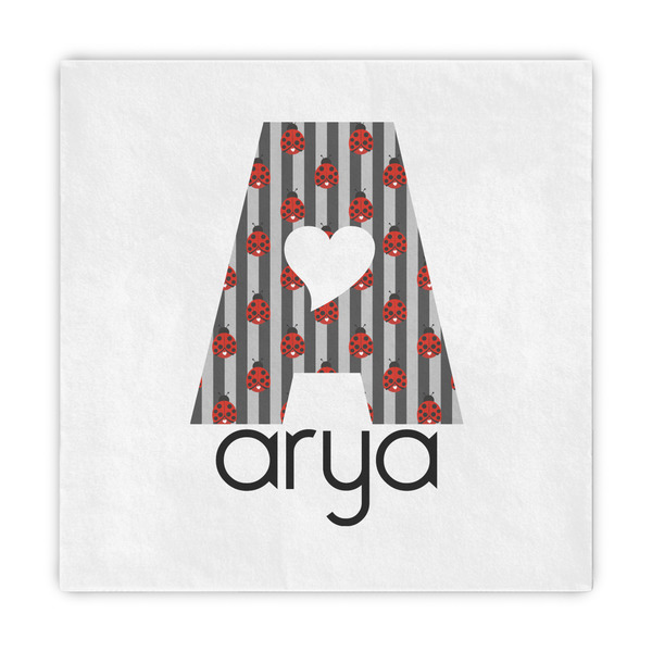 Custom Ladybugs & Stripes Standard Decorative Napkins (Personalized)