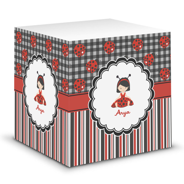 Custom Ladybugs & Stripes Sticky Note Cube (Personalized)