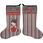 Ladybugs & Stripes Holiday Stocking - Double-Sided - Neoprene (Personalized)