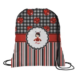 Ladybugs & Stripes Drawstring Backpack - Medium (Personalized)