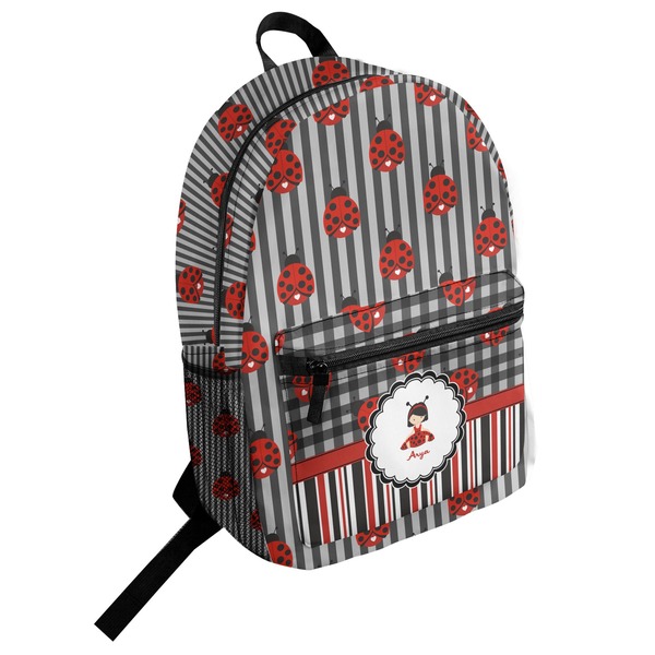 Custom Ladybugs & Stripes Student Backpack (Personalized)
