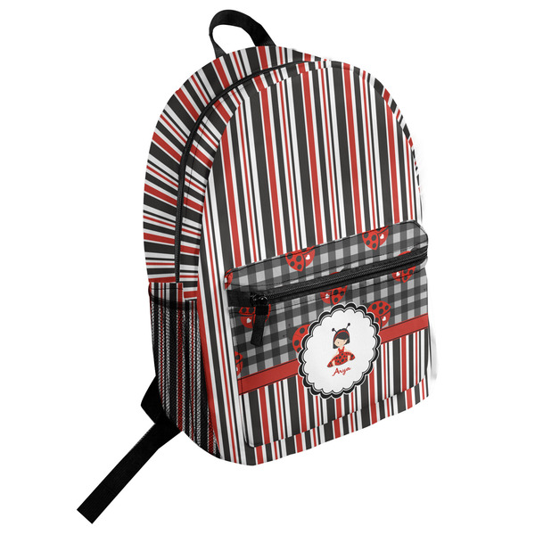 Custom Ladybugs & Stripes Student Backpack (Personalized)