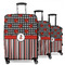 Ladybugs & Stripes 3 Piece Luggage Set - 20" Carry On, 24" Medium Checked, 28" Large Checked (Personalized)