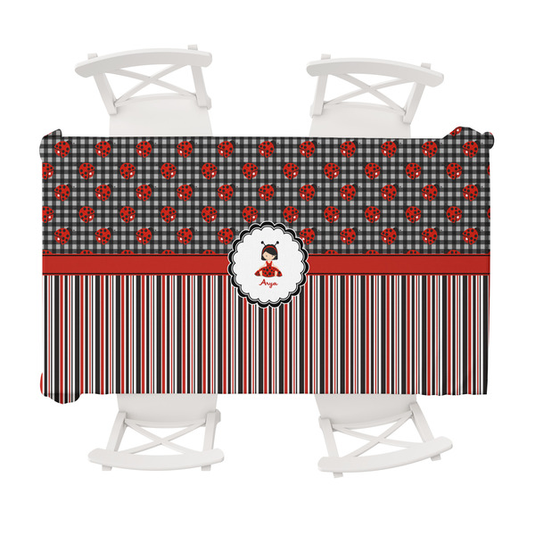 Custom Ladybugs & Stripes Tablecloth - 58"x102" (Personalized)