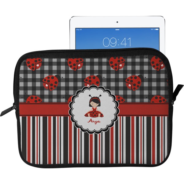 Custom Ladybugs & Stripes Tablet Case / Sleeve - Large (Personalized)