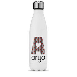 Ladybugs & Stripes Water Bottle - 17 oz. - Stainless Steel - Full Color Printing (Personalized)