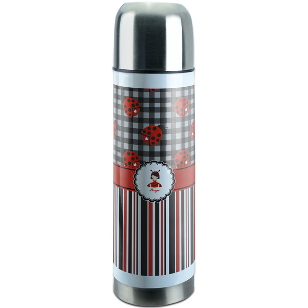 Custom Ladybugs & Stripes Stainless Steel Thermos (Personalized)