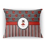 Ladybugs & Stripes Rectangular Throw Pillow Case (Personalized)