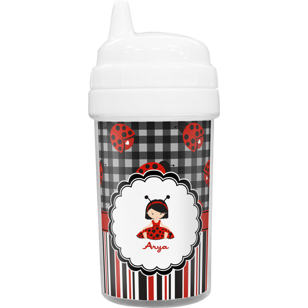 Custom Ladybugs & Stripes Sippy Cup (Personalized)