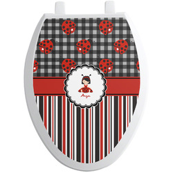 Ladybugs & Stripes Toilet Seat Decal - Elongated (Personalized)