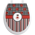 Ladybugs & Stripes Toilet Seat Decal - Round (Personalized)