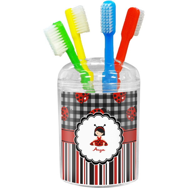 Custom Ladybugs & Stripes Toothbrush Holder (Personalized)
