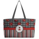 Ladybugs & Stripes Beach Totes Bag - w/ Black Handles (Personalized)