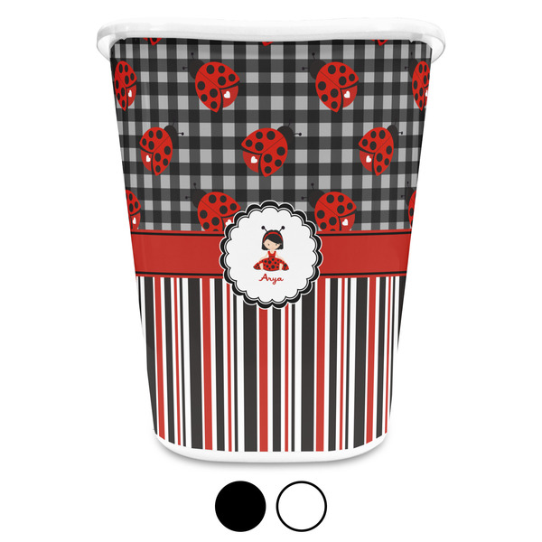 Ladybugs & Stripes Custom Waste Basket