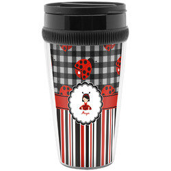 Ladybugs & Stripes Acrylic Travel Mug without Handle (Personalized)
