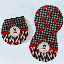 Ladybugs & Stripes Burp Pads - Velour - Set of 2 w/ Name or Text