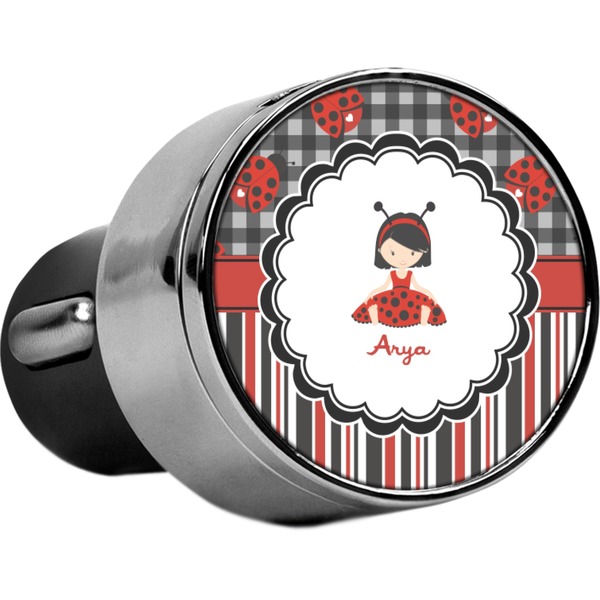 Custom Ladybugs & Stripes USB Car Charger (Personalized)