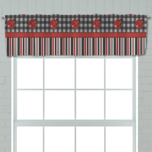 Ladybugs & Stripes Valance - Closeup on window