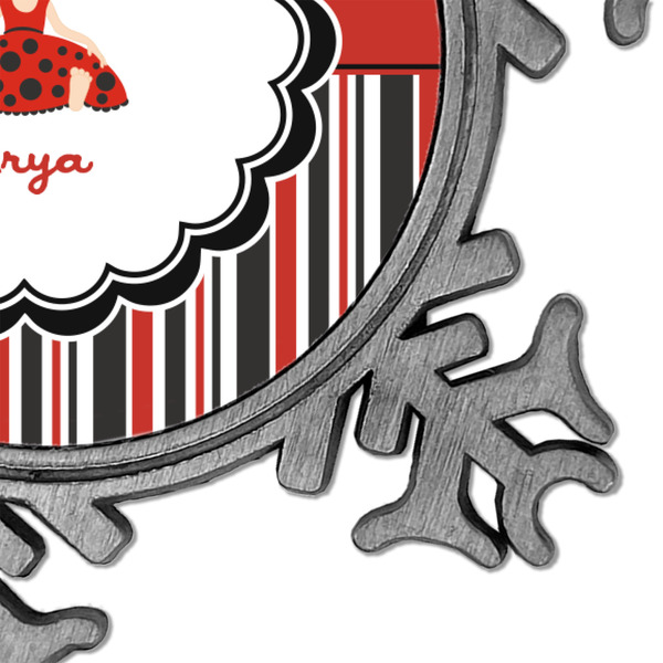 Ladybugs & Stripes Vintage Snowflake - Detail