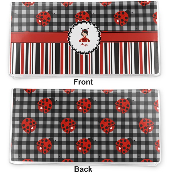 Ladybugs & Stripes Vinyl Check Book Cover - Front and Back