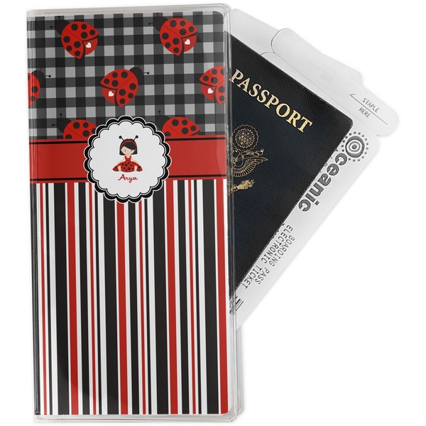 Custom Ladybugs & Stripes Travel Document Holder