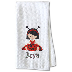 Ladybugs & Stripes Kitchen Towel - Waffle Weave - Partial Print (Personalized)