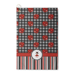 Ladybugs & Stripes Waffle Weave Golf Towel (Personalized)