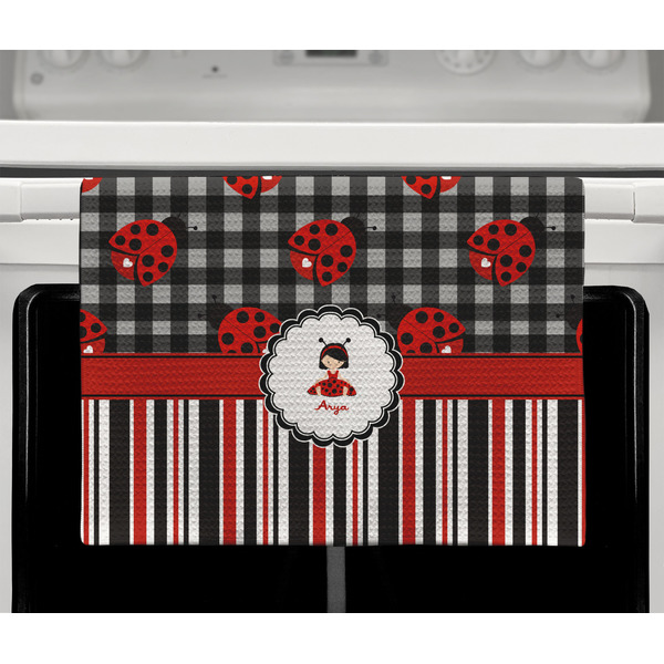 Ladybugs & Stripes Waffle Weave Towel - Full Color Print - Lifestyle2 Image