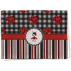 Ladybugs & Stripes Kitchen Towel - Waffle Weave - Full Color Print (Personalized)
