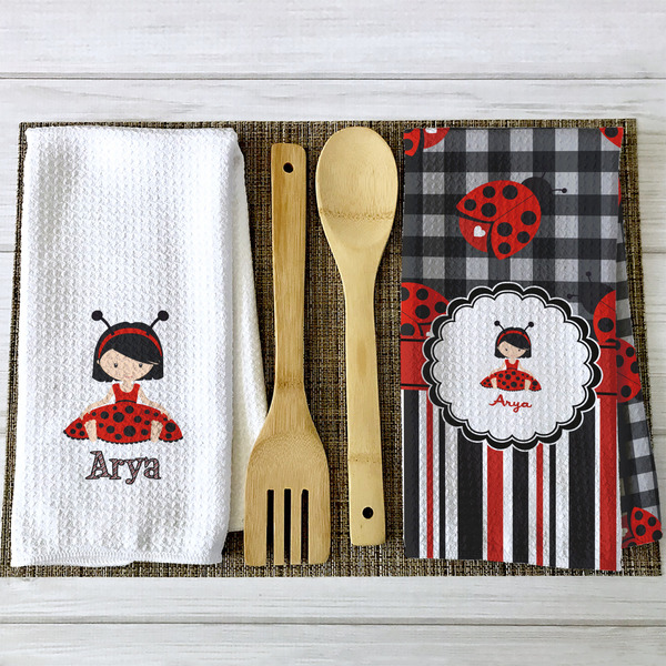Ladybugs & Stripes Waffle Weave Towels - 2 Print Styles