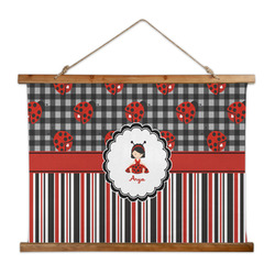Ladybugs & Stripes Wall Hanging Tapestry - Wide (Personalized)