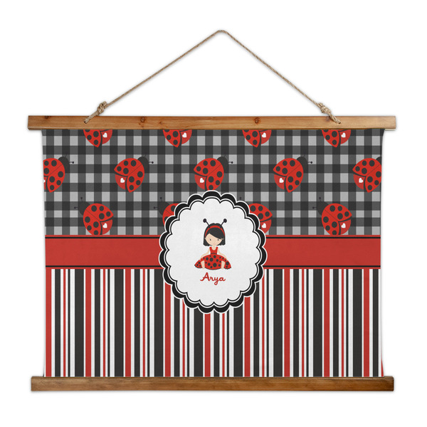 Custom Ladybugs & Stripes Wall Hanging Tapestry - Wide (Personalized)