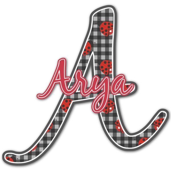 Custom Ladybugs & Stripes Name & Initial Decal - Up to 18"x18" (Personalized)