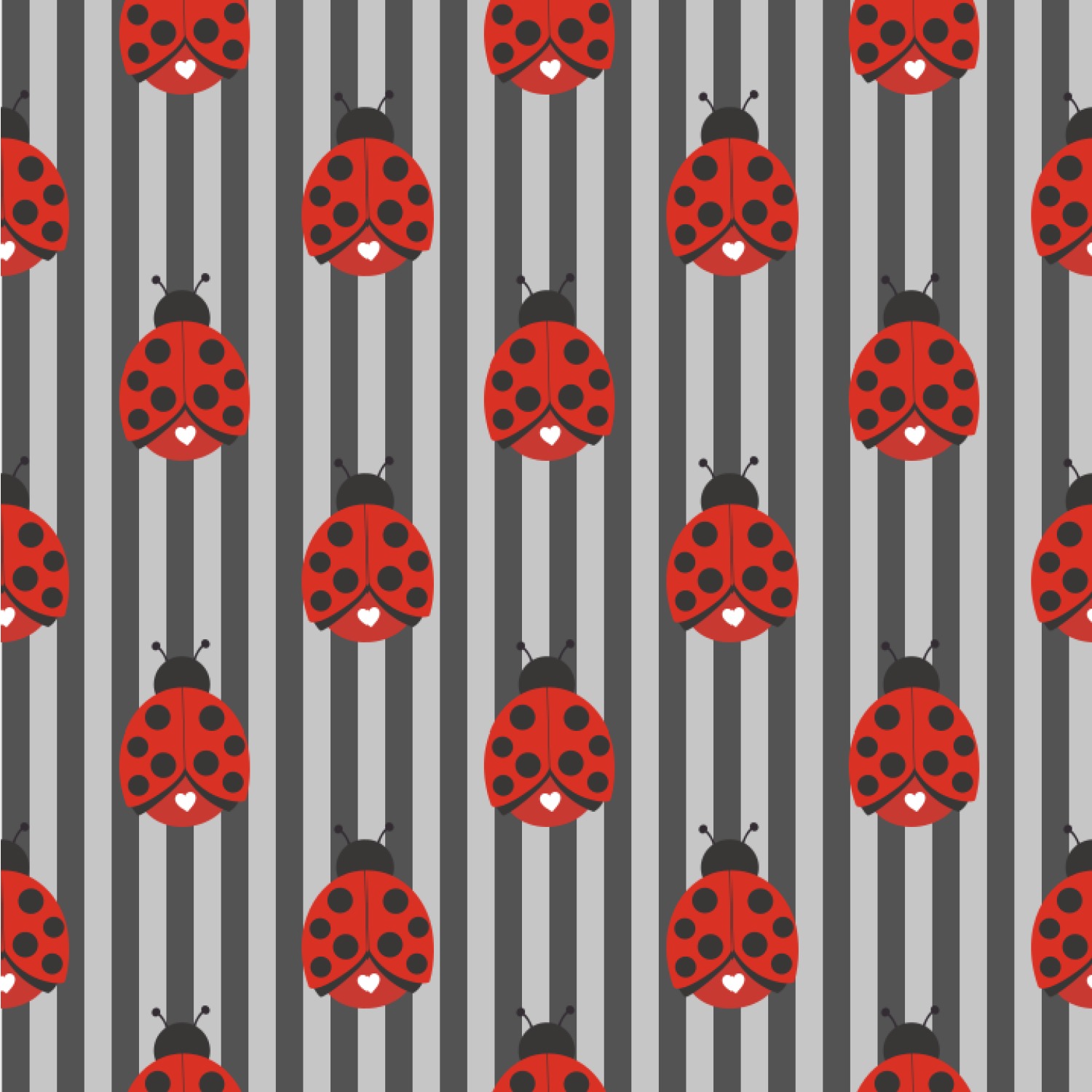 Ladybugs & Stripes Wallpaper & Surface Covering (Peel & Stick 24"x 24