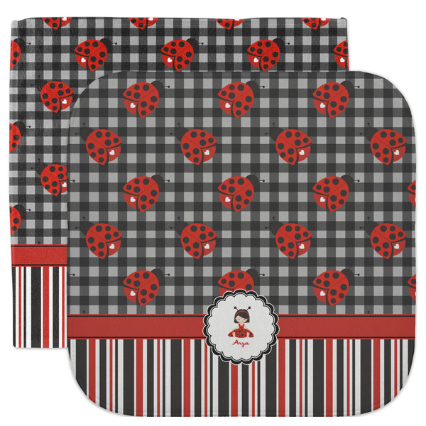 Custom Ladybugs & Stripes Facecloth / Wash Cloth (Personalized)