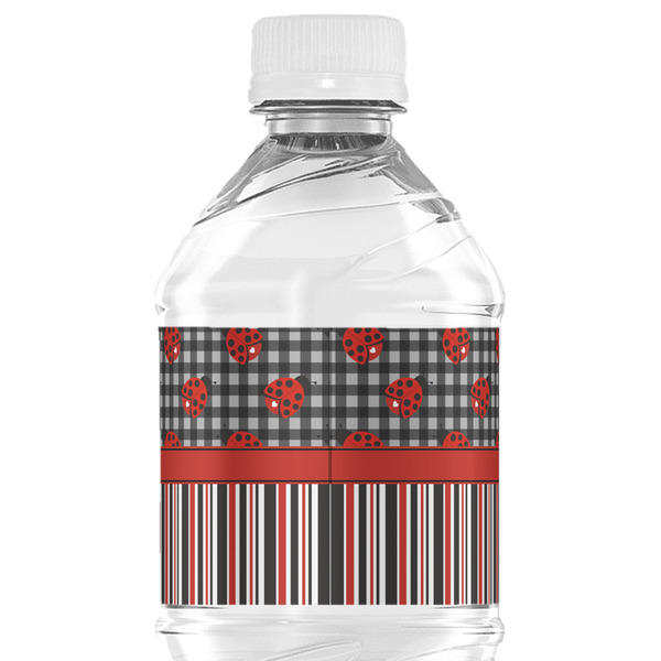 Ladybugs & Stripes Water Bottle Label - Back View