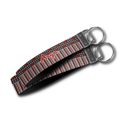 Ladybugs & Stripes Wristlet Webbing Keychain Fob (Personalized)