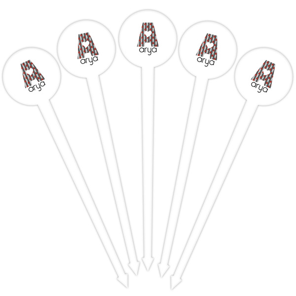 Ladybugs & Stripes White Plastic 4" Food Pick - Round - Fan View