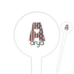 Ladybugs & Stripes 6" Round Plastic Food Picks - White - Single Sided (Personalized)