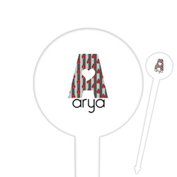Ladybugs & Stripes 6" Round Plastic Food Picks - White - Single Sided (Personalized)