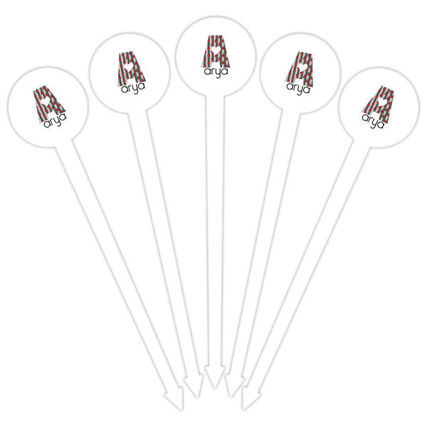 Ladybugs & Stripes White Plastic 6" Food Pick - Round - Fan View