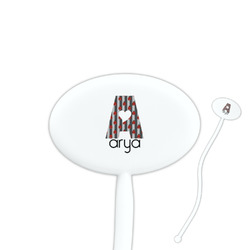 Ladybugs & Stripes 7" Oval Plastic Stir Sticks - White - Single Sided (Personalized)