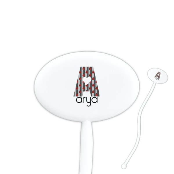 Custom Ladybugs & Stripes Oval Plastic Stir Sticks (Personalized)