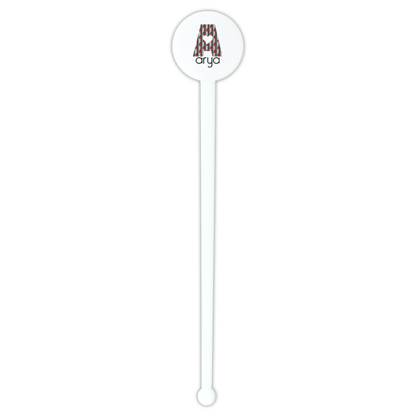 Ladybugs & Stripes White Plastic 7" Stir Stick - Round - Single Stick