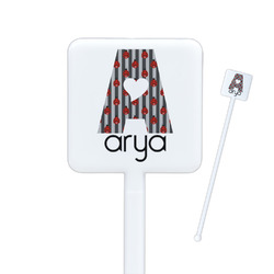 Ladybugs & Stripes Square Plastic Stir Sticks (Personalized)