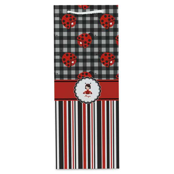 Ladybugs & Stripes Wine Gift Bag - Gloss - Front