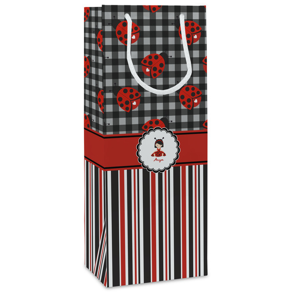 Custom Ladybugs & Stripes Wine Gift Bags (Personalized)